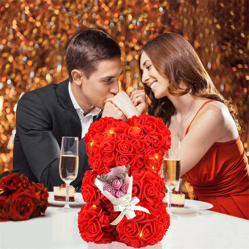 Ursuleț din Flori cu Lumini LED